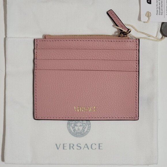 Versace Coin Wallet Card Holder Soft Light Pink Luxury Designer - Picture 3 of 7